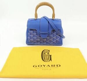 Goyard Blue Goyardine Satchel Top Handle Buckle Crossbody Strap Dust Bag